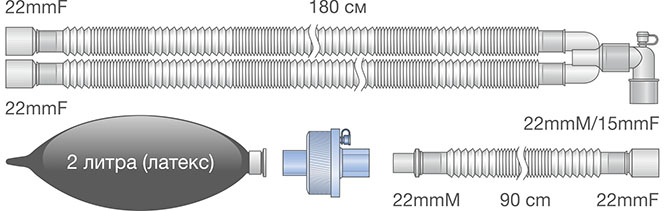 Контуры анестезиологические взрослые конфигурируемые Ø22 мм. Ref: 0114-mr132-04