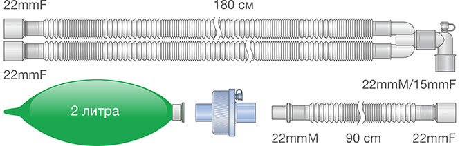 Контуры анестезиологические взрослые конфигурируемые Ø22 мм. Ref: 0114-mr132-05